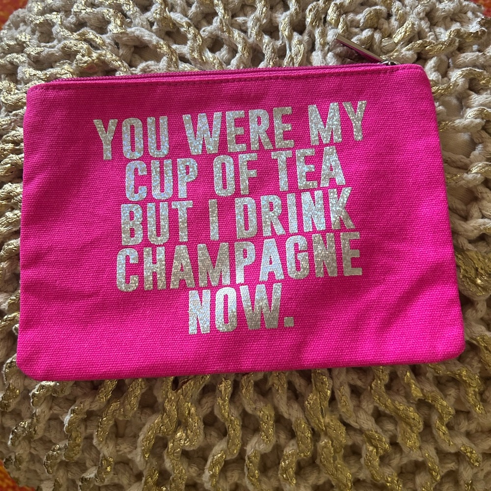 Pink makeup Pouch with Silver Text. Funny and cute!!!